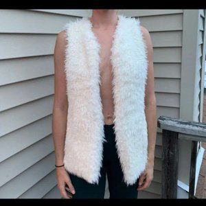 White Faux Fur Vest with Pockets
